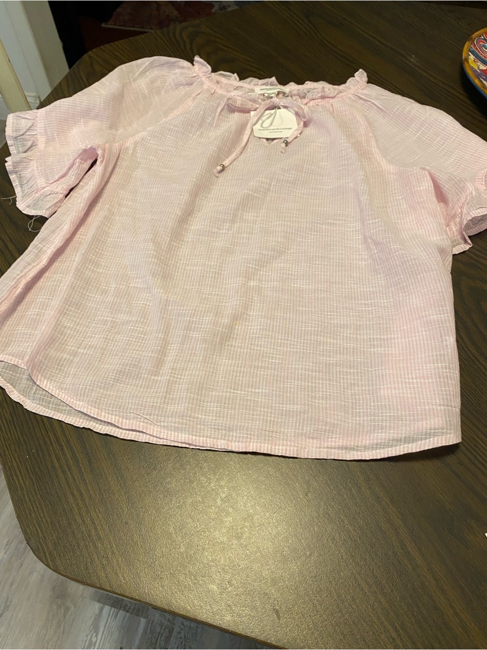 Girls' Pink Short-Sleeve Peasant Top
